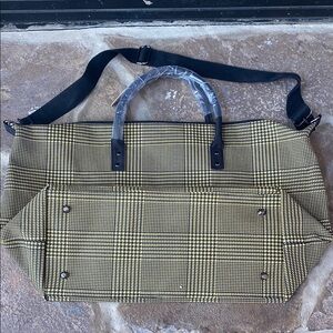 NWT $125 Lulu Dharma Frasier overnight plaid weekender travel bag yellow black